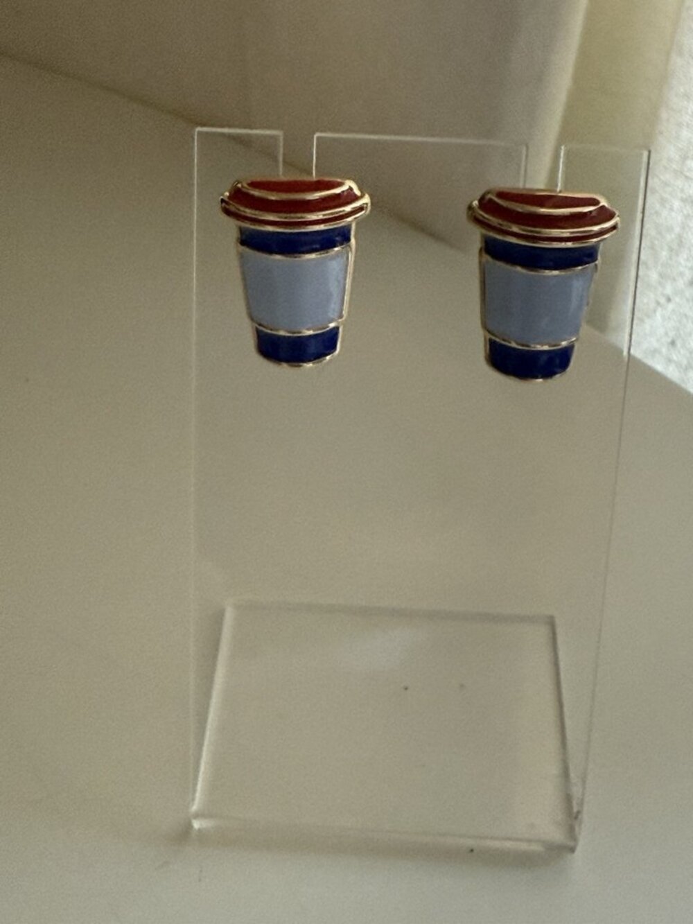 Kate Spade New York Earrings Coffee Cups Stud NEW Gold Tone